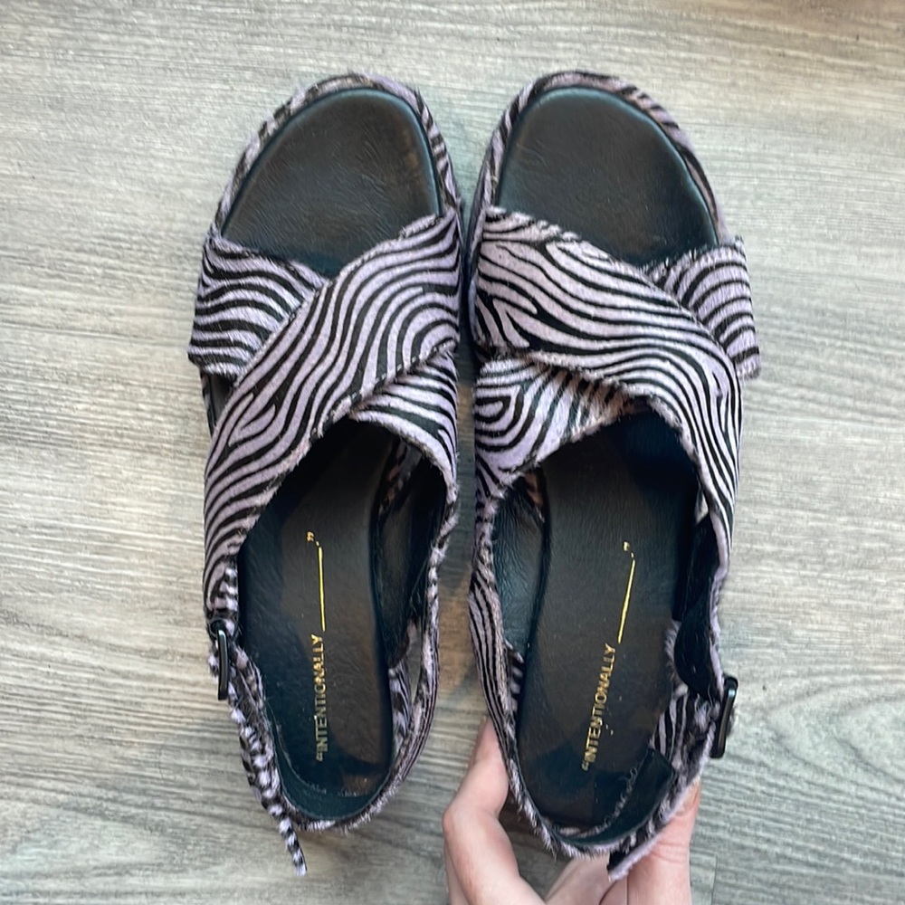 Barely worn Intentionally Blank purple zebra sandals